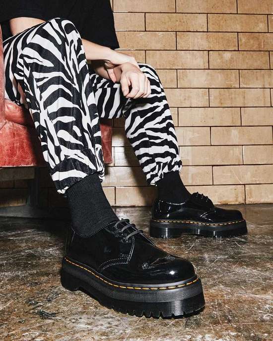 Zapatos Con Cordones Dr. Martens 1461 Quad Patent Mujer Negros MX-91385